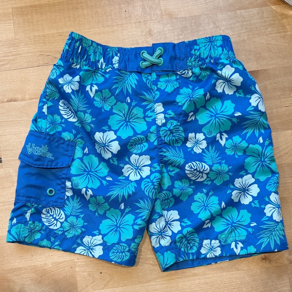 UV Skinz Blue Floral Boy’s Swim Trunks Size 4T
